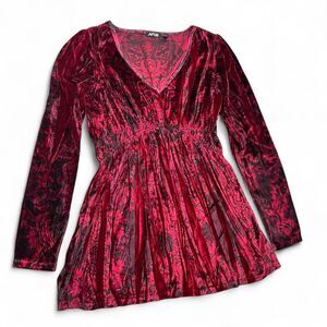 Y2K Whimsygoth Vampire Velvet Babydoll Top